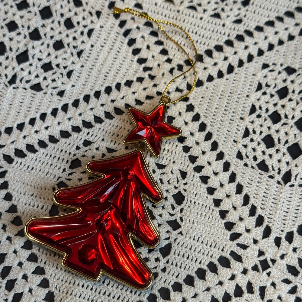 Vintage Red Christmas Tree Ornament with‎ Star